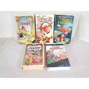 Vintage Lot Of 5 Walt Disney VHS  Bambi, Snow White, Tigger, Fox & Hound, Land..